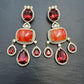 Ruby Statement Earrings | Gold Plated CZ Dangler Jewelry | Bridal & Partywear Drop Earrings | Luxury Designer Wedding Jewelry
