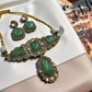 Mint Stone Choker Set, Gold-Toned Traditional Necklace and Earrings