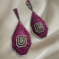 Stunning Multi-Color Cz stones micro ad Teardrop Earrings with Geometric Accent - Elegant Statement Jewelry
