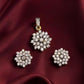 Sterling Silver Pendant and Stud Earring Set, Synthetic Diamond