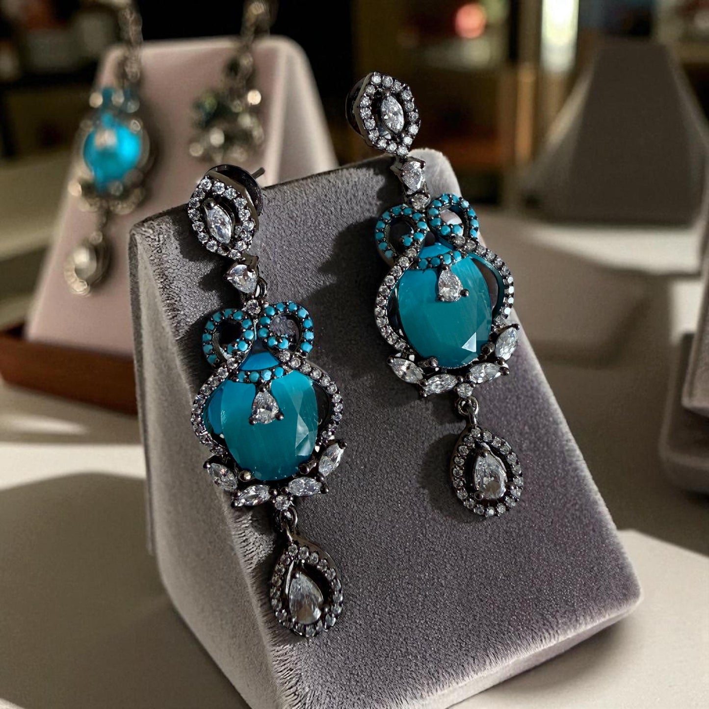 Bollywood cz stone  Designer Dangle Jewelry for Women, Elegant Statement Earrings