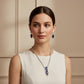Bollywood Sapphire Blue CZ Rhodium Necklace Set, Indian Wedding Jewelry