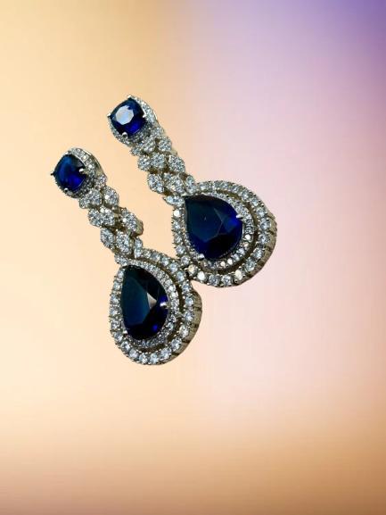 Sapphire Dream Necklace & Earrings Set | Luxury Diamond Accents