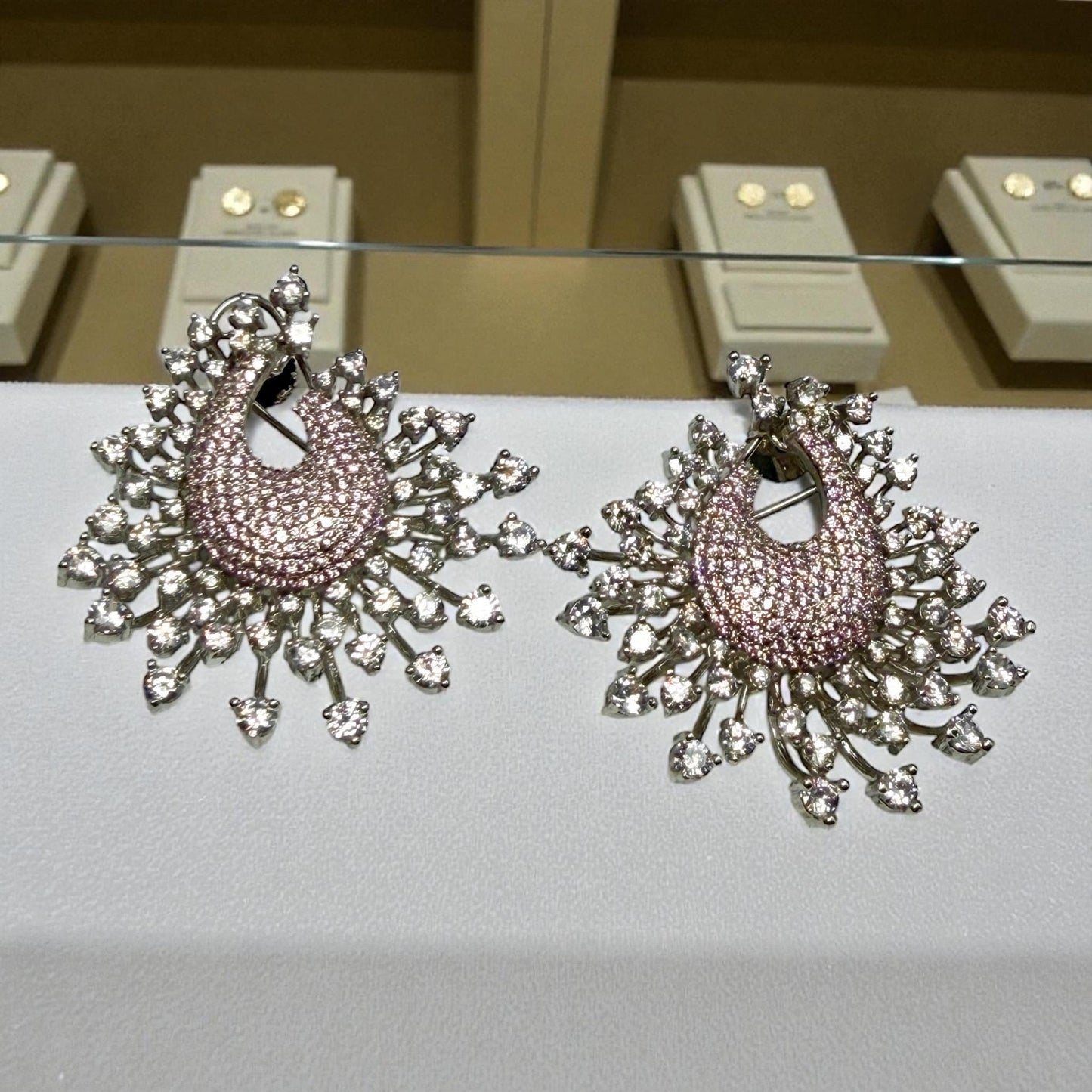 Bollywood Style Statement Silver Peacock Earrings | AD Studded | Indian Jewelry