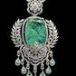 Luxury Emerald Green Necklace Set | rhodium Plated Bridal Jewelry with Earrings | High-End Designer Statement Set | Wedding & Party Jewelry