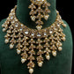 Kundan Necklace Set with Pearls | Indian Wedding Jewelry | Gold plated Choker with Earrings & Maang Tikka | Traditional Polki Jewelry