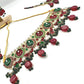 Exquisite Red and Green Kundan Necklace Set with Earrings - Traditional Indian Bridal Jewelry