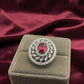 Ruby AD Stone Silver Ring with Diamond Accents Rhodium plated - Elegant cocktail ring
