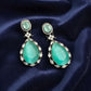Teal Cz/Ad stone Earrings India | Diamond Accents | Elegant Evening Wear