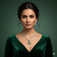 Silver Emerald Green Necklace Set | Indian ad Jewelry | Bridal Wedding Necklace with Earrings