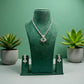 Silver Emerald Green Necklace Set | Indian ad Jewelry | Bridal Wedding Necklace with Earrings