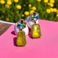 Bollywood Citrine Statement Earrings – Multicolor Gemstone Flower, Ethnic Jewelry