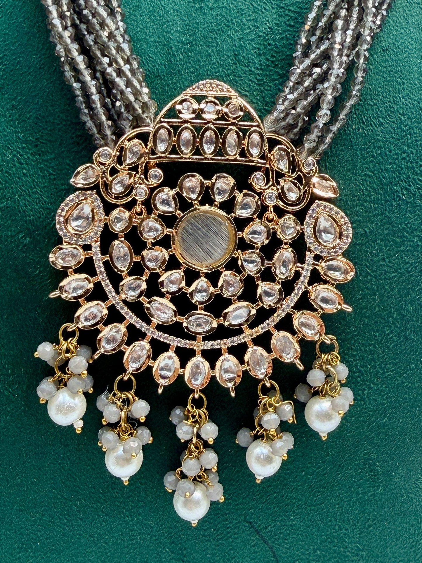 Antique Kundan Pearl mala Set | Vintage Polki Jewelry | Bridal Beaded Necklace with studs