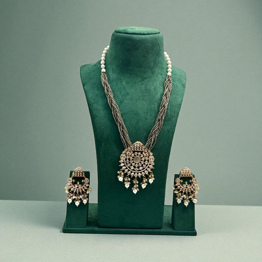 Antique Kundan Pearl mala Set | Vintage Polki Jewelry | Bridal Beaded Necklace with studs