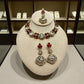 Kundan Bridal Jewelry Set | Red Stone Necklace with Earrings & Maang Tikka | Indian Wedding Jewelry