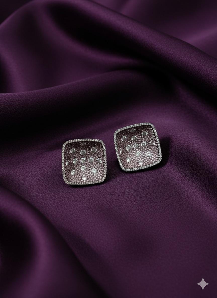 Sparkling Square Earrings | Diamond Studded Luxury