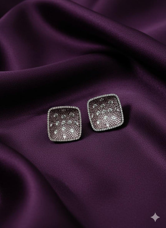 Sparkling Square Earrings | Diamond Studded Luxury