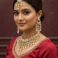 Kundan Necklace Set with Pearls | Indian Wedding Jewelry | Gold plated Choker with Earrings & Maang Tikka | Traditional Polki Jewelry