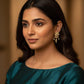 Bollywood Indian Designer monzonite medium length statement earrings gold finish,Victorian,Ad stones