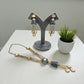 Royal Blue Kundan Necklace Set | Enamel Long Chain Jewelry | Handmade Indian designer Set monzonite