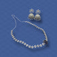 Silver CZ Necklace and Jhumka Set | Luxury Bridal Jewelry Set | Sparkling Leaf Design Necklace with Statement Earrings | Wedding Jewelry