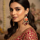 Ruby Statement Earrings | Gold Plated CZ Dangler Jewelry | Bridal & Partywear Drop Earrings | Luxury Designer Wedding Jewelry