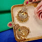 Gold-Tone Jhumka Earrings: Bollywood Style with Rubies & Pearls