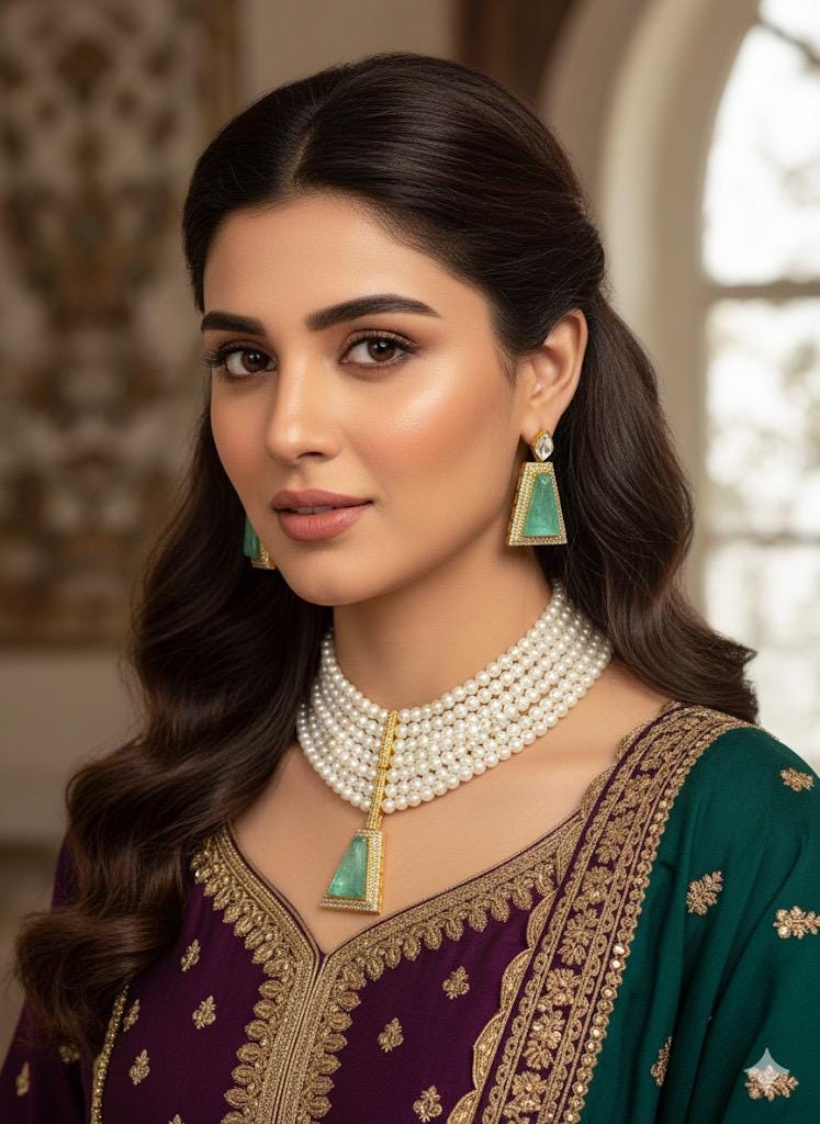 Bollywood ethnic Indian designer choker  set antique gold finish set with pearls