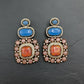 Statement Earrings | Blue Chalcedony & Peach Stone Designer Earrings | Luxury Handmade Bridal Jewelry | Gift for Her