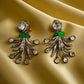 Emerald Green Crystal Drop Earrings | Antique Gold Dangle Jewelry