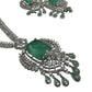 Luxury Emerald Green Necklace Set | rhodium Plated Bridal Jewelry with Earrings | High-End Designer Statement Set | Wedding & Party Jewelry