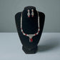 Ruby Red Crystal Necklace Set | Silver-Plated Wedding Jewelry with Earrings | Elegant Statement Necklace | Handmade Luxury Gift for Her