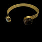 Gold Textured Open Cuff Bracelet | Raw Stone Adjustable Bangle | Handmade Boho Chic Statement Jewelry