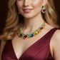 Multicolor Gemstone Necklace Set designer high end Jewelry | Luxury Enamel Necklace & Earrings for Women