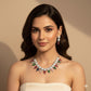 Multicolor Crystal Cz Necklace Set | Silver-Plated Statement Jewelry with Earrings | Handmade Luxury Bridal Necklace | Elegant Gift for Her