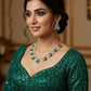 Emerald Green ad Cz Necklace earrings Set | Silver rhodium finish Bridal Jewelry with Earrings | Leaf Design Statement | Wedding,Gift.