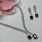 Cubic Zarconia ad set designer necklace set Bollywood Hollywood inspired onyx.