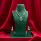 Silver Emerald Green Necklace Set | Indian ad Jewelry | Bridal Wedding Necklace with Earrings