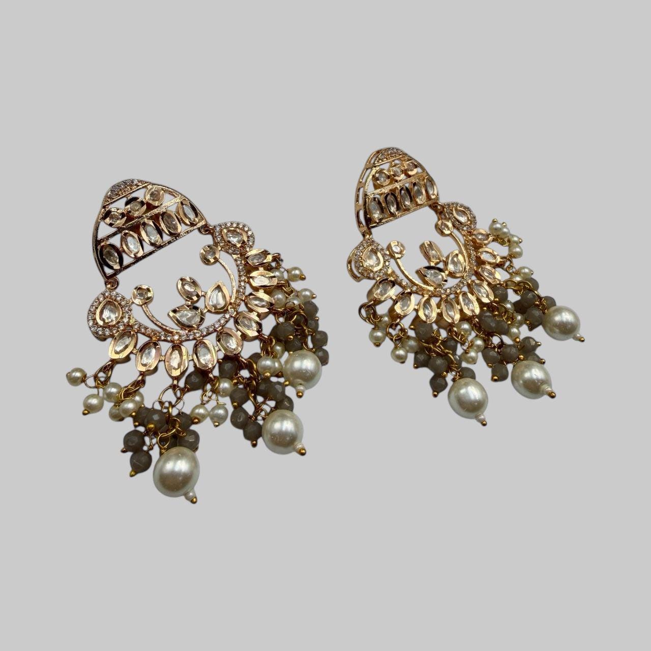 Antique Kundan Pearl mala Set | Vintage Polki Jewelry | Bridal Beaded Necklace with studs