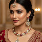 Kundan Bridal Jewelry Set | Red Stone Necklace with Earrings & Maang Tikka | Indian Wedding Jewelry