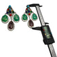 Multicolor Gemstone Drop Earrings | Green Stone Dangle Earrings | Statement Silver Plated Jewelry