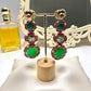 Luxury emerald color Stone Earrings | Gold-Tone Statement Jewelry