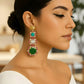 Luxury emerald color Stone Earrings | Gold-Tone Statement Jewelry