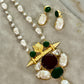Sabyasachi inspired mala set in emerald multi  color
