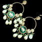 Emerald Green Dangle Earrings, Antique Gold Indian Jewelry