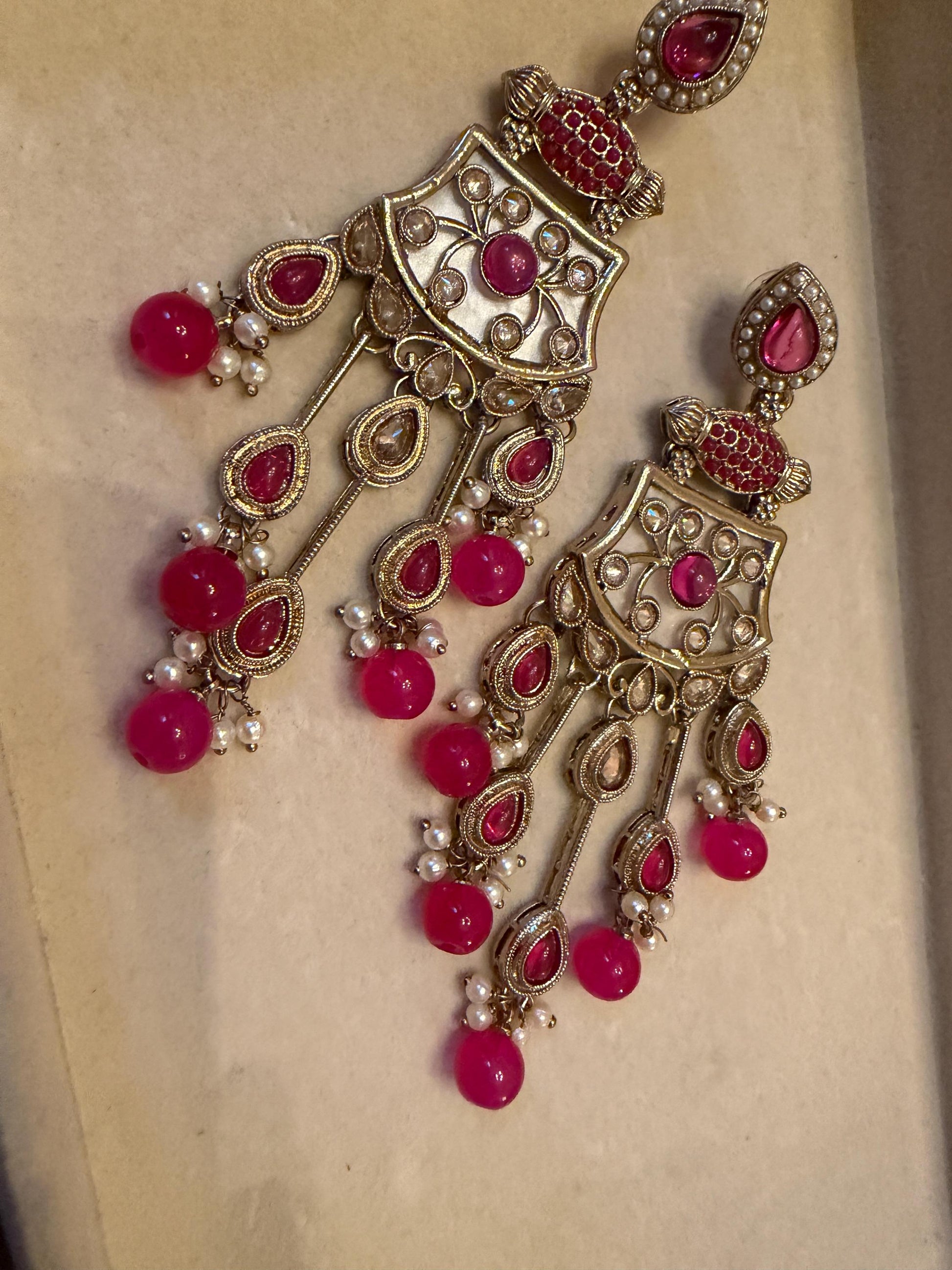 Elegant Blue Jhumka Earrings with stone Accents - Traditional Indian Jewelry