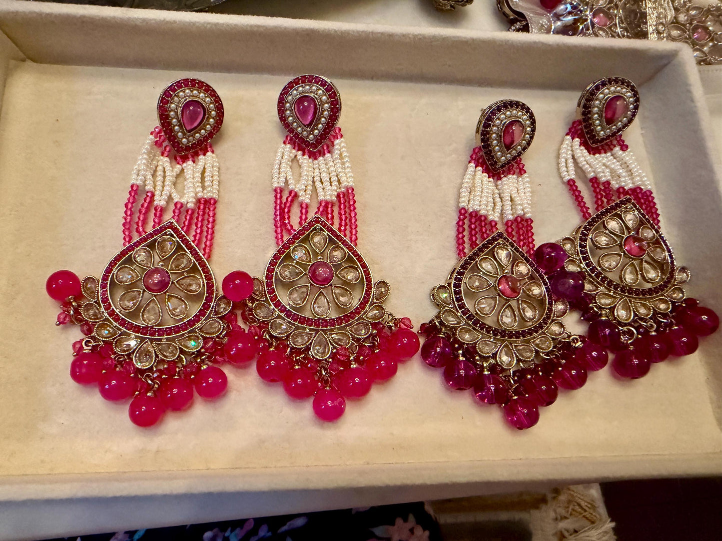 Elegant Blue Jhumka Earrings with stone Accents - Traditional Indian Jewelry