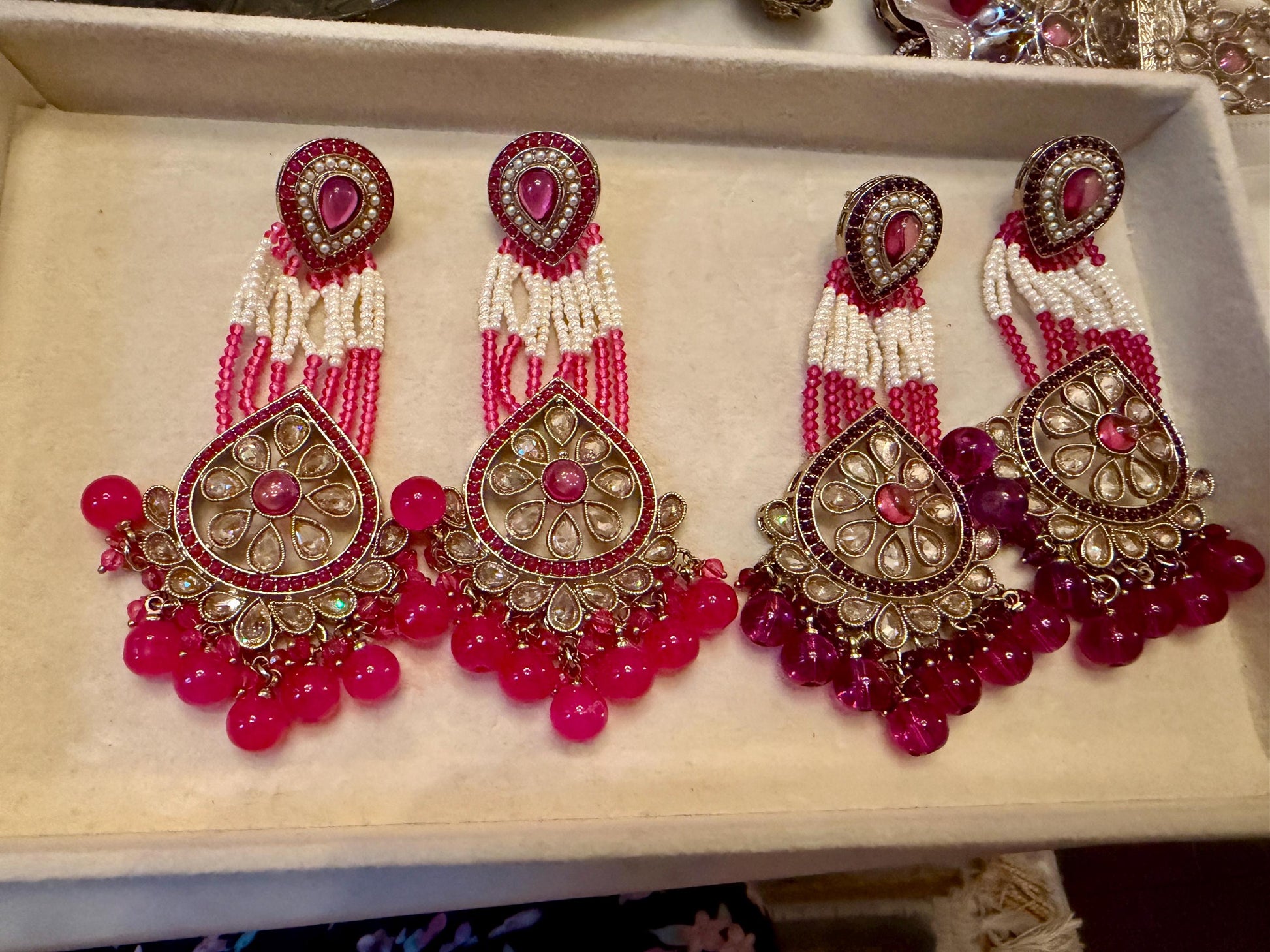 Elegant Blue Jhumka Earrings with stone Accents - Traditional Indian Jewelry