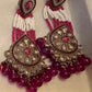 Elegant Blue Jhumka Earrings with stone Accents - Traditional Indian Jewelry