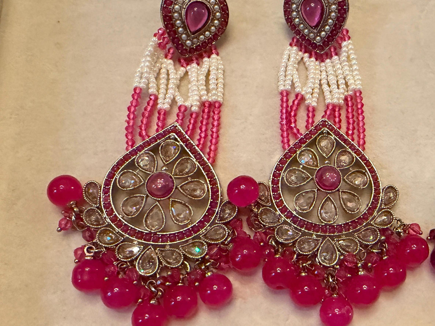 Elegant Blue Jhumka Earrings with stone Accents - Traditional Indian Jewelry
